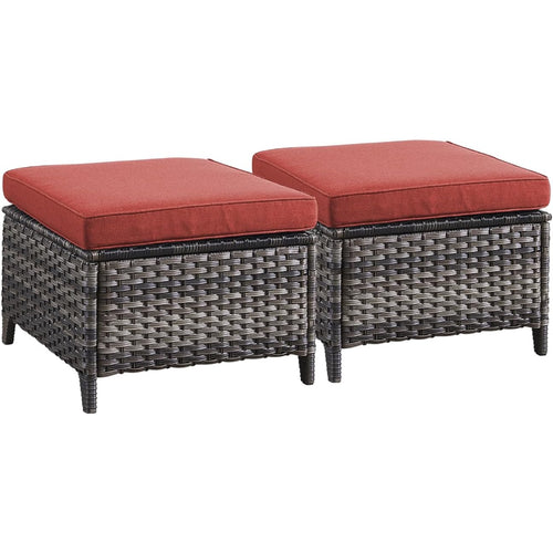 2‑Piece Wicker Patio Ottoman Set