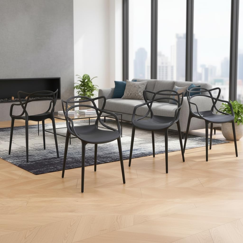 4‑Piece Resin Modern Patio Dining Chairs Set