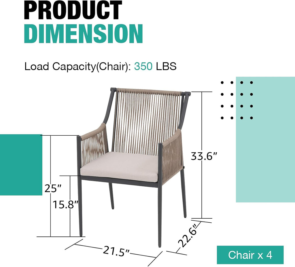 6‑Piece Stackable Rattan Patio Dining Chairs Set