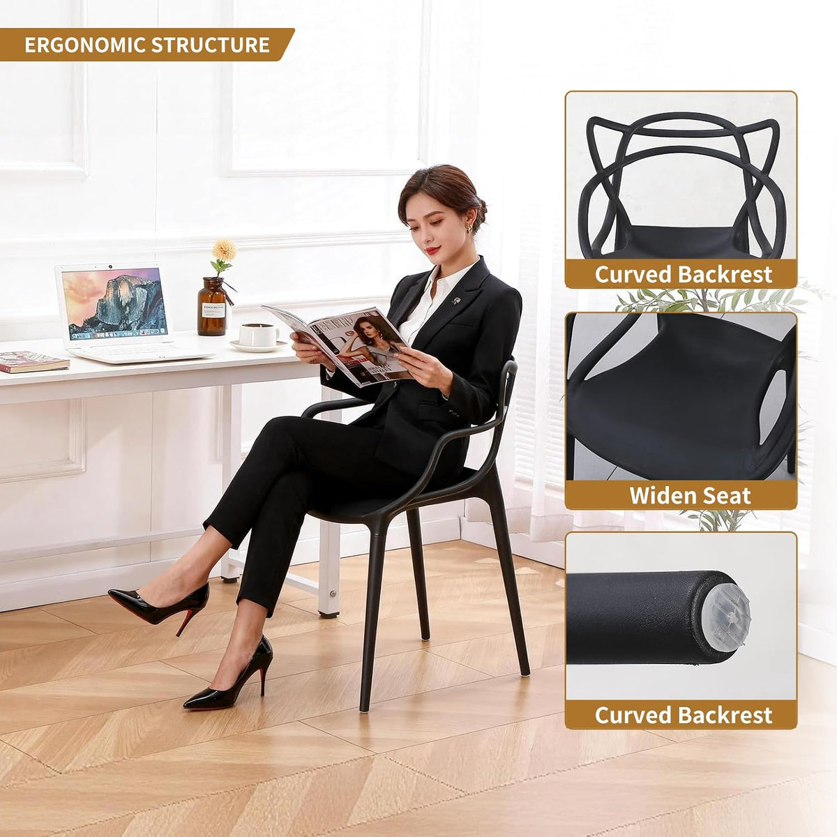 4‑Piece Resin Modern Patio Dining Chairs Set