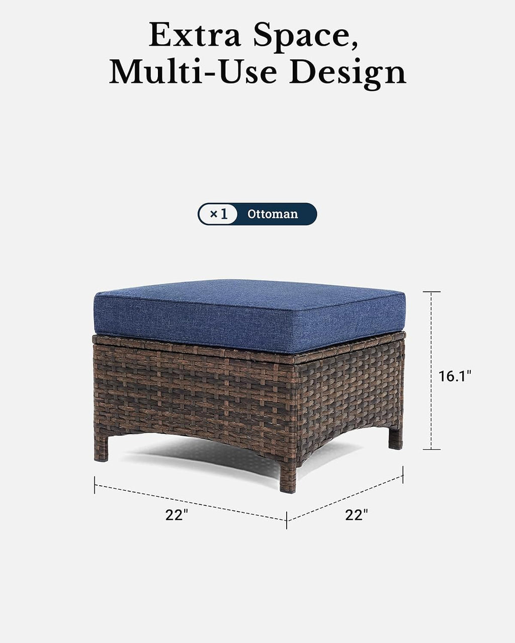2‑Piece Wicker Patio Ottoman Set