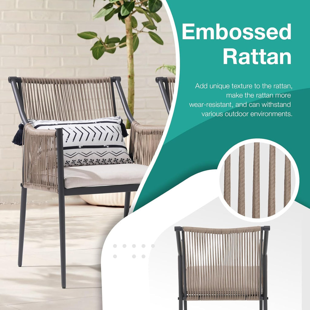 6‑Piece Stackable Rattan Patio Dining Chairs Set