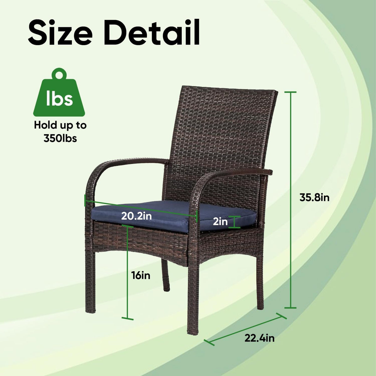 4‑Piece High‑Back Wicker Patio Dining Chairs Set
