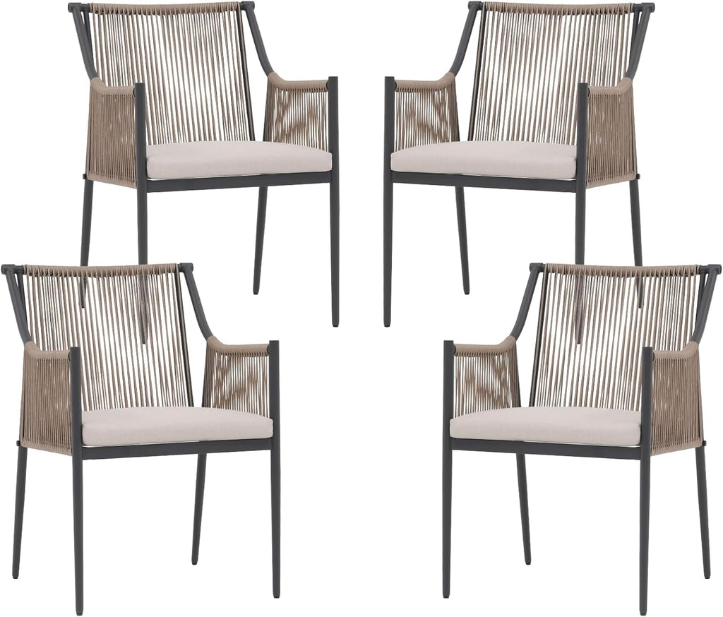 6‑Piece Stackable Rattan Patio Dining Chairs Set