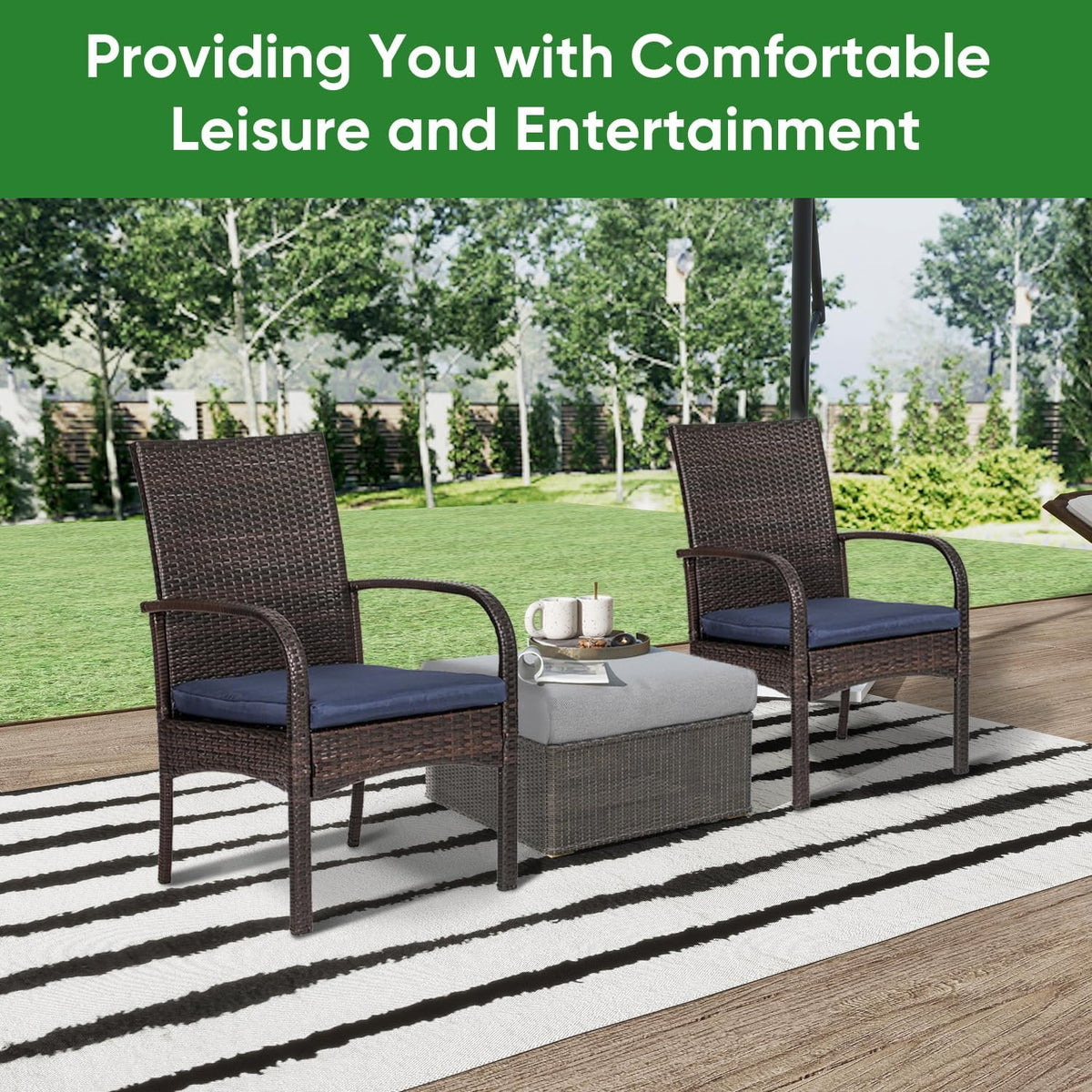 4‑Piece High‑Back Wicker Patio Dining Chairs Set