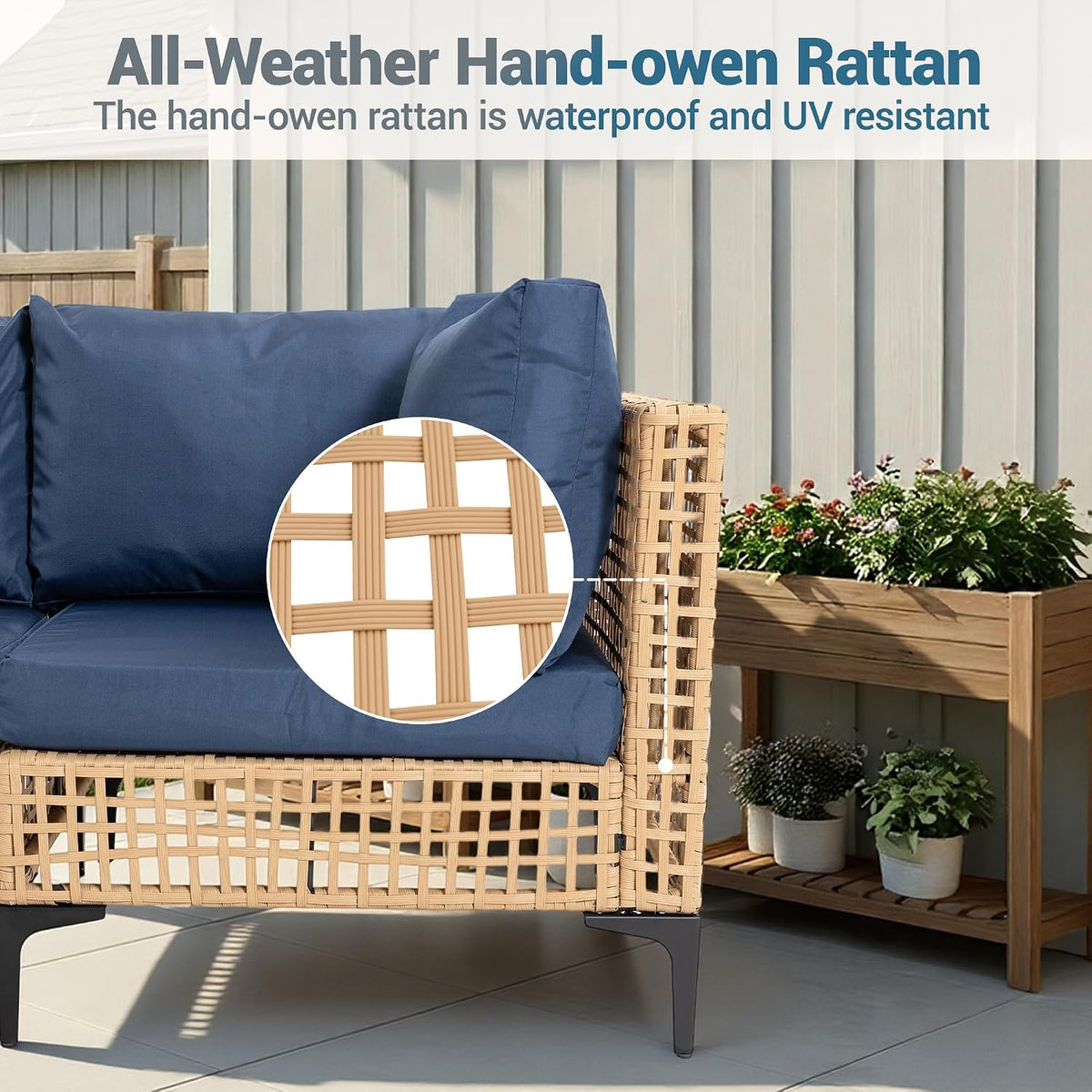 7‑Piece PE Rattan Patio Sectional Furniture Set