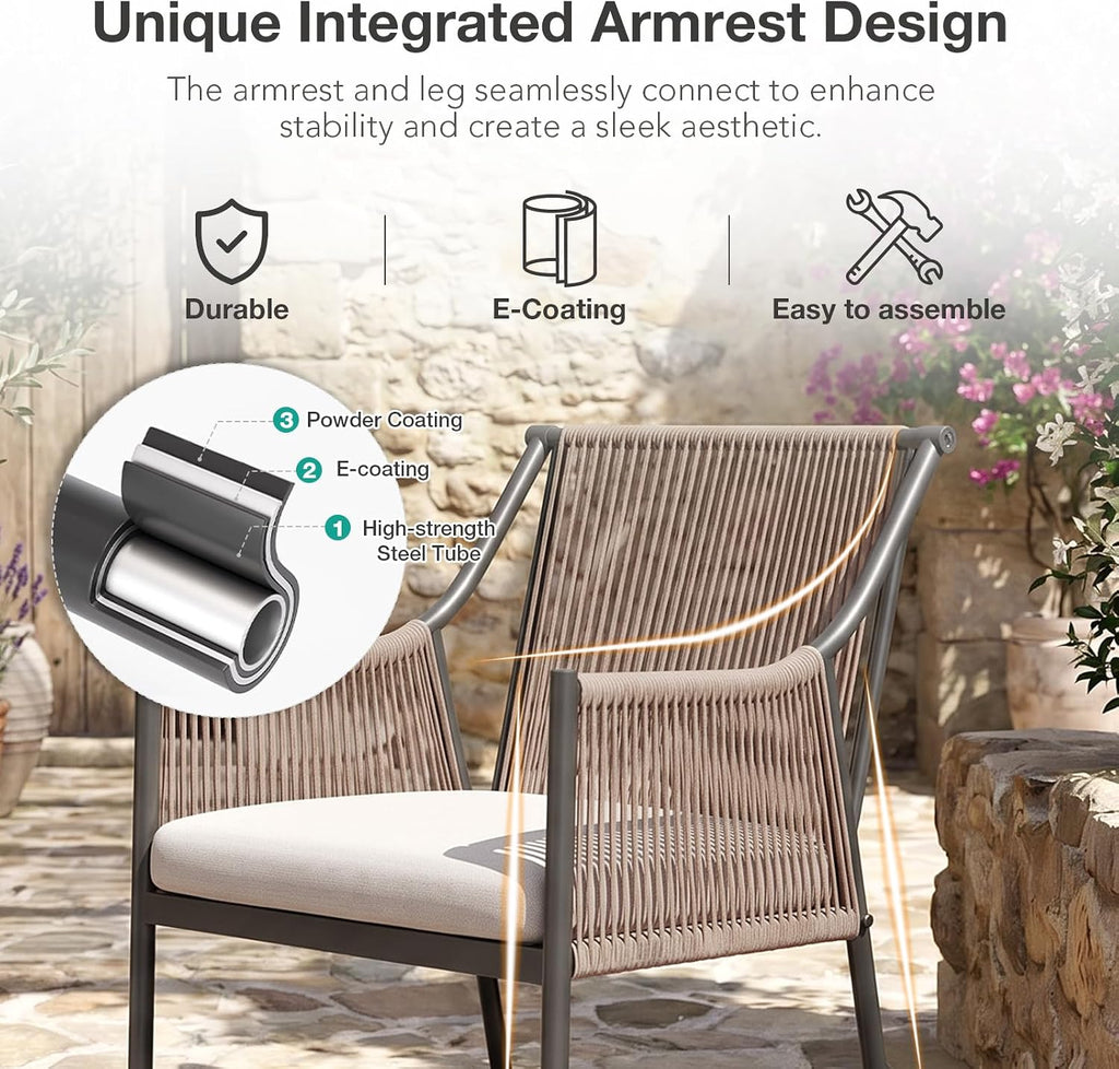 6‑Piece Stackable Rattan Patio Dining Chairs Set