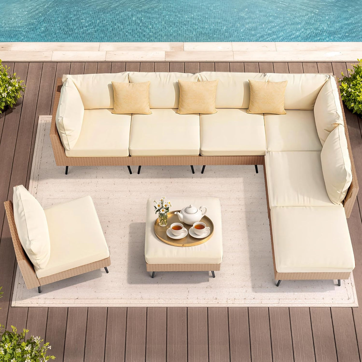 8‑Piece PE Rattan Patio Conversation Set
