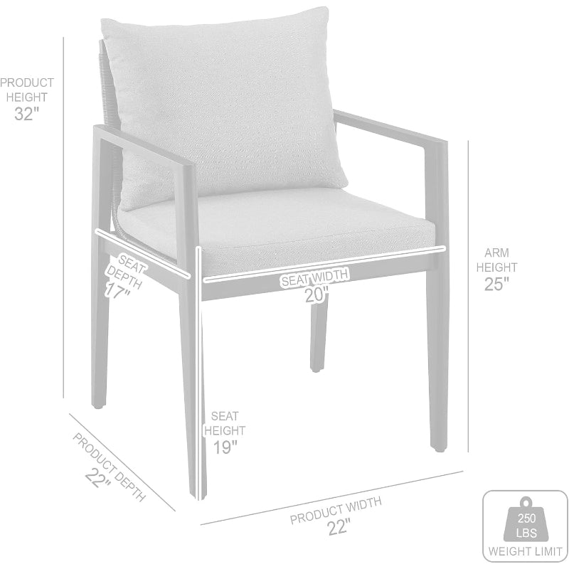 2‑Piece Aluminum Patio Arm Dining Chairs Set