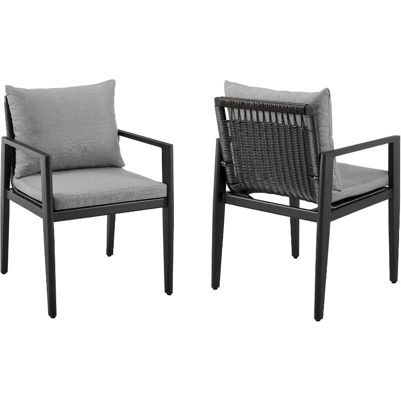 2‑Piece Aluminum Patio Arm Dining Chairs Set