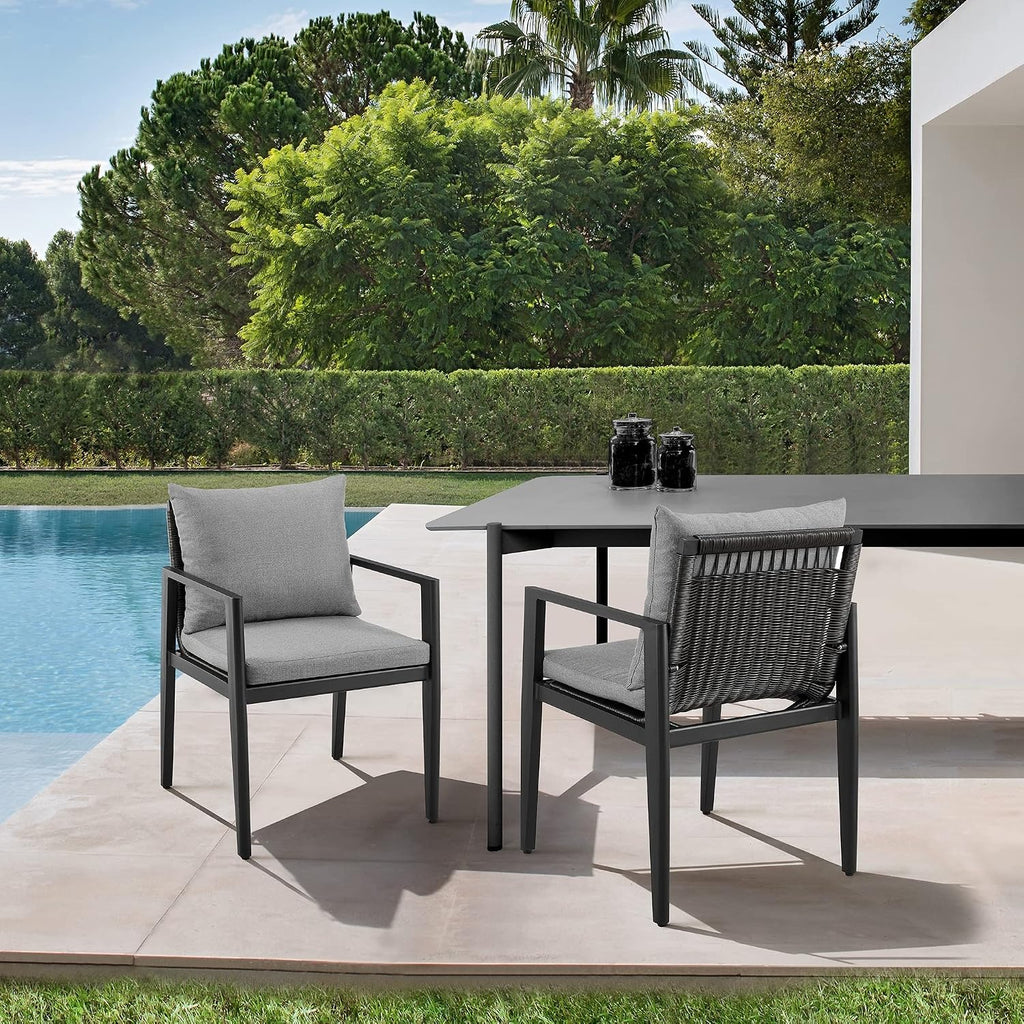 2‑Piece Aluminum Patio Arm Dining Chairs Set