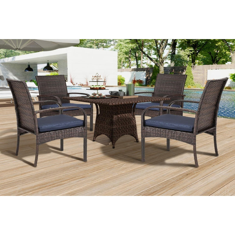 4‑Piece High‑Back Wicker Patio Dining Chairs Set